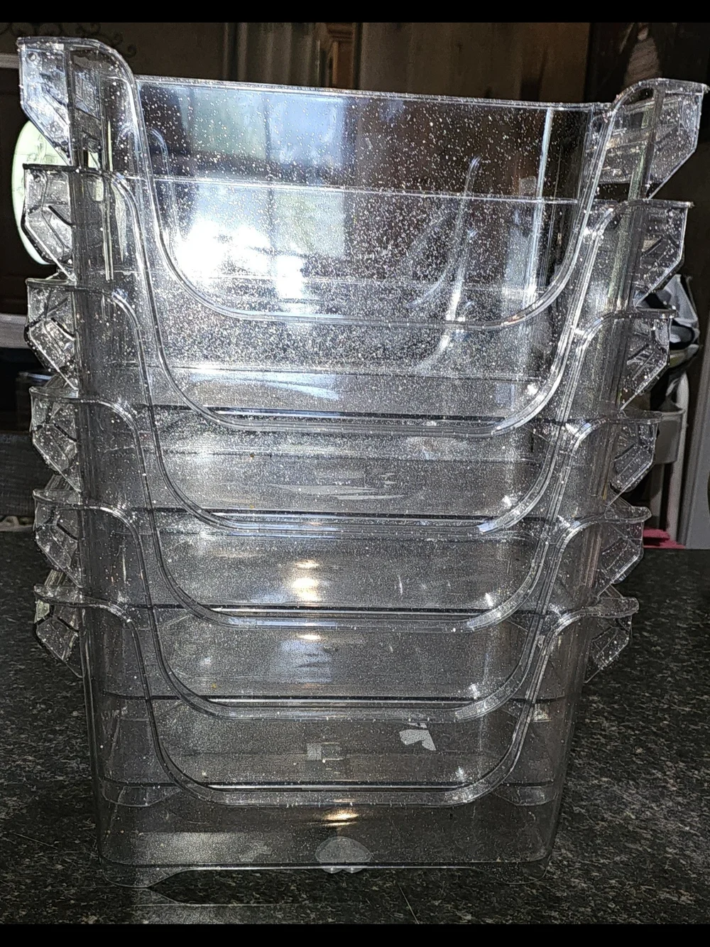 Glitter Clear Stackable Storage Bins - Set of 6